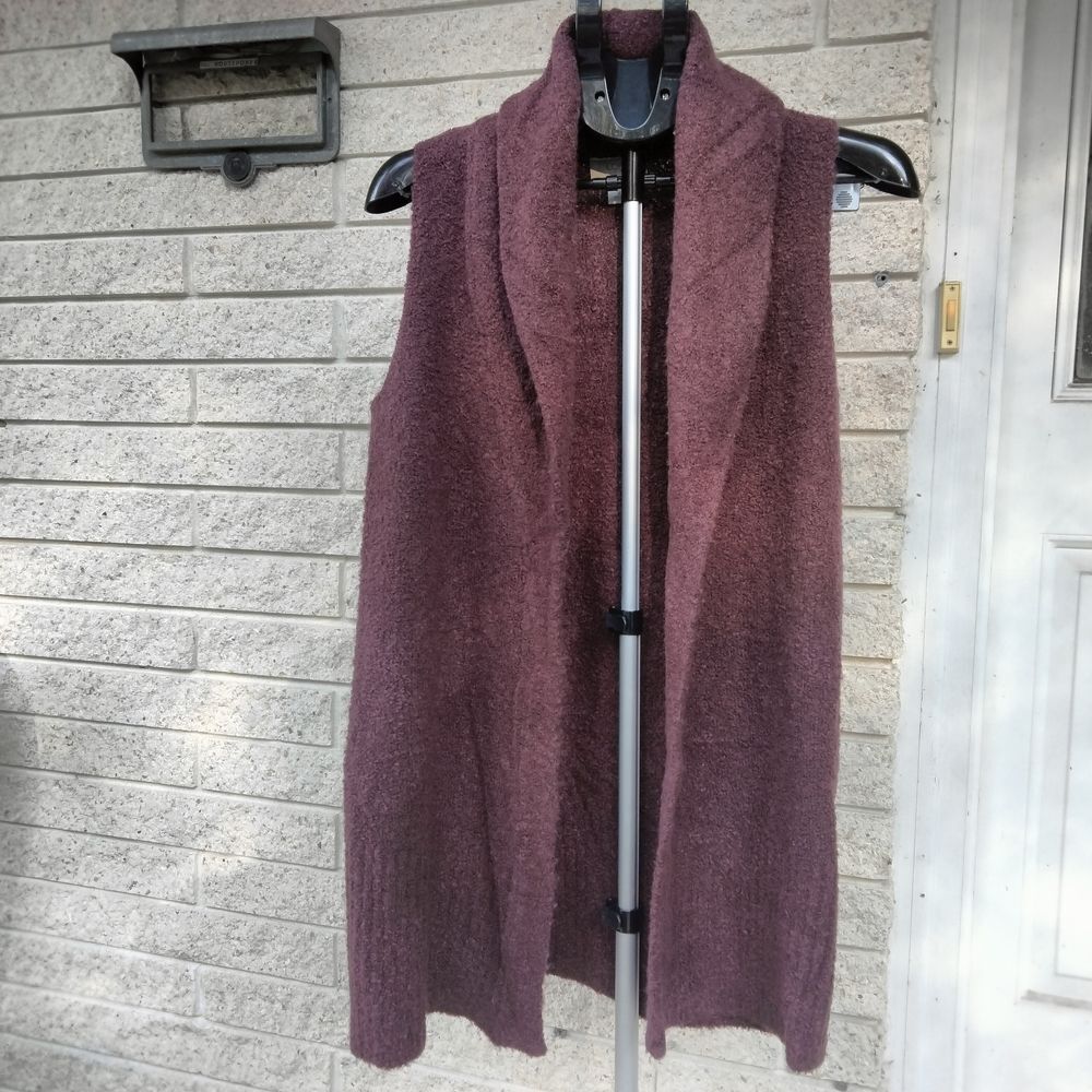 LOFT Deep Purple Sleeveless Cardigan Sweater - Picture 2 of 6
